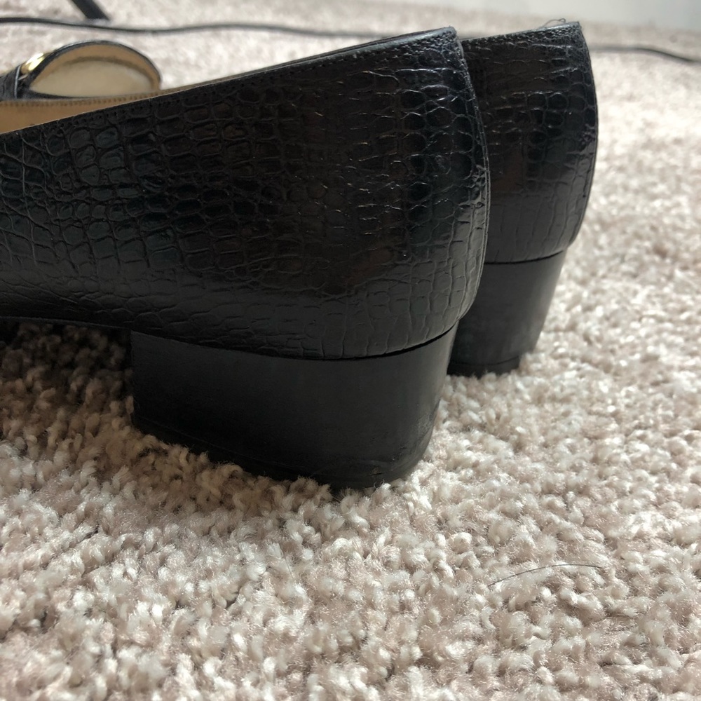 Ferragamo Black Croc Leather Buckle Loafers Shoes - Picture 3 of 6